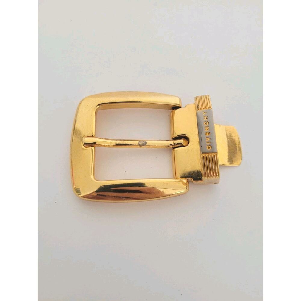 Givenchy Vintage Belt Buckle Gold Tone Logo Slim 1" Unisex Italian Classic